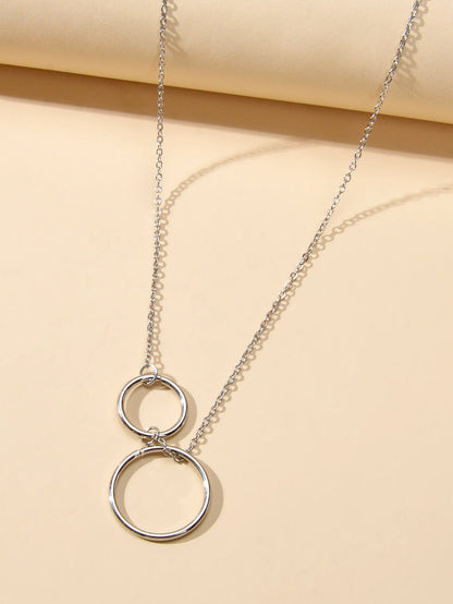 Minimalist Women Accessories Gold Silver Chain Circle Pendant Necklace for Party