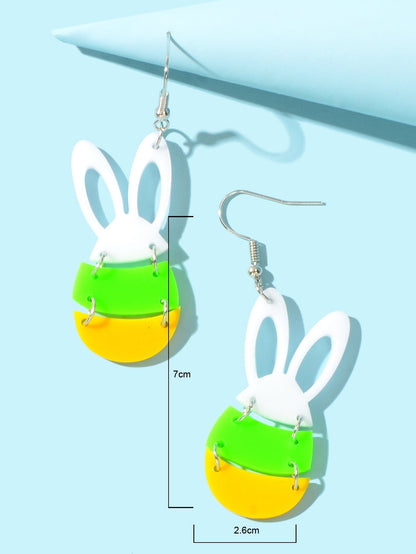 Lovely Colourful Acrylic Rabbit Bunny Earrings Women Easter Holiday Accessories
