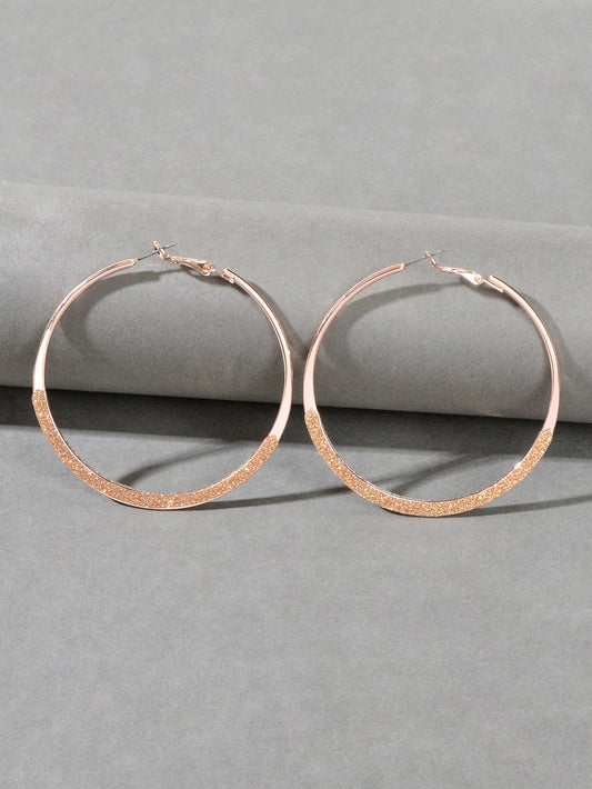 Spinning Rosegold Silver Big Circle Hoop Party Earrings Women Teens Accessories