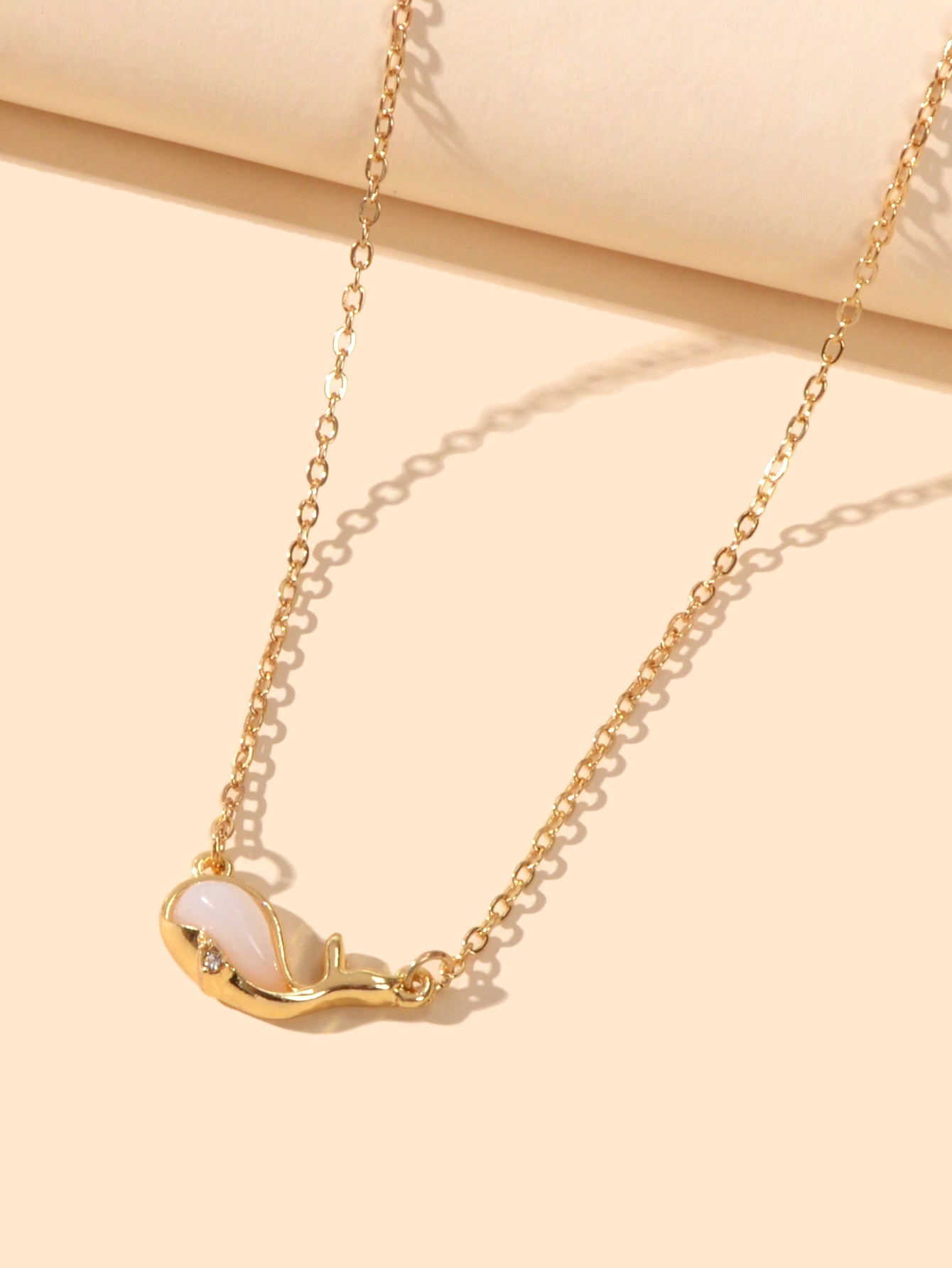 Exquisite Women Accessories Gold Chain Opal Dolphin Charm Necklace Gift Jewelry