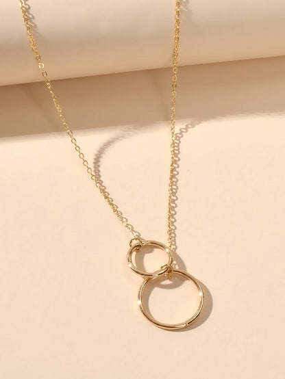 Minimalist Women Accessories Gold Silver Chain Circle Pendant Necklace for Party