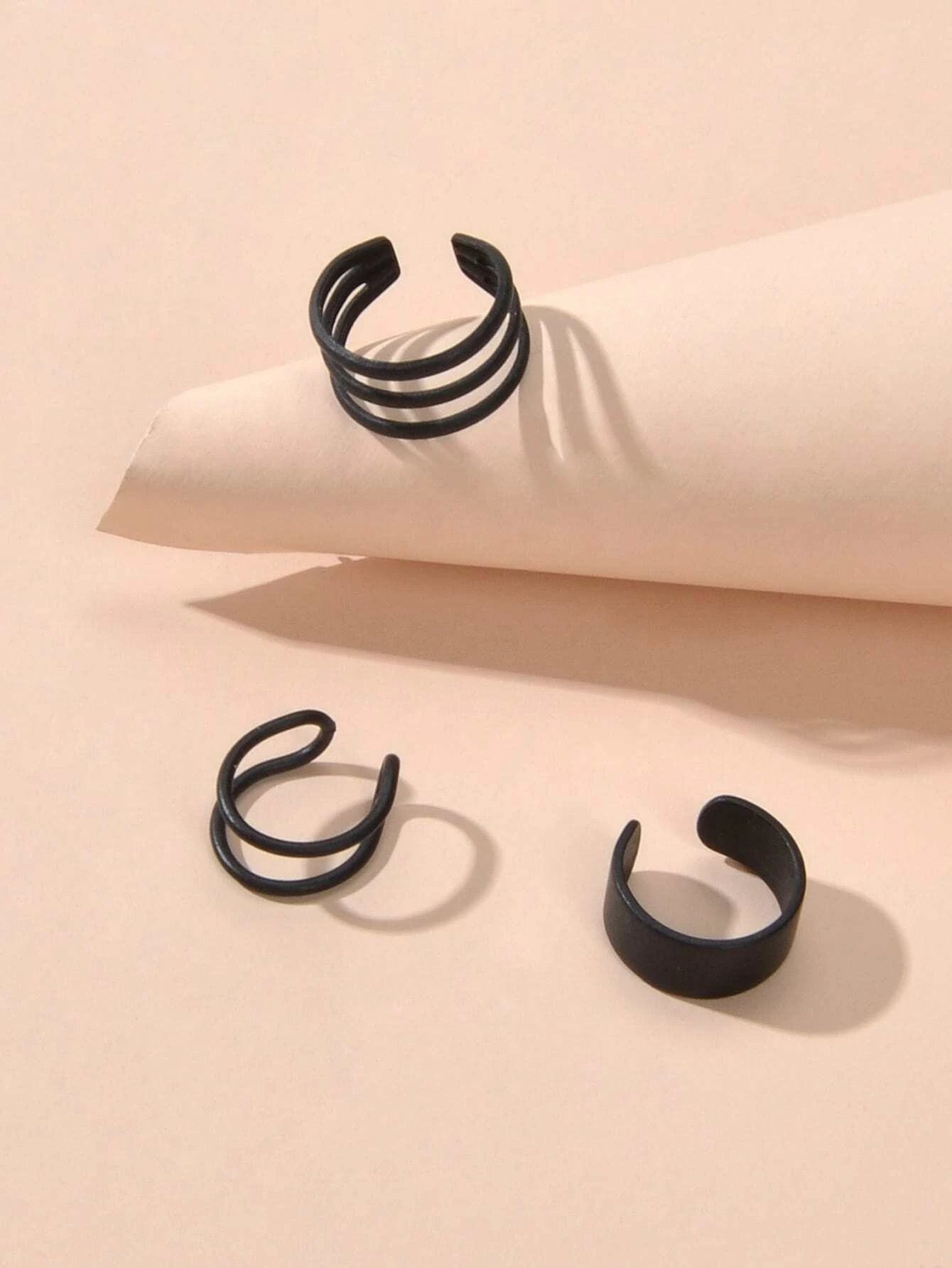 3pcs Minimalist Metal Geometric Earrings Ear Cuff Punk Rock Women Accessories