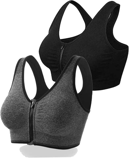Misharen Women Front Zipper Sports Bra High Impact Vest Push Up Running Gym Yoga Sports bra Tops