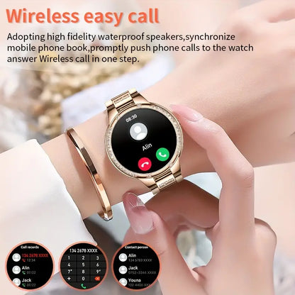Golden Wireless Call Smart Watch for Women - Multi-Sports Modes & Voice Assistant