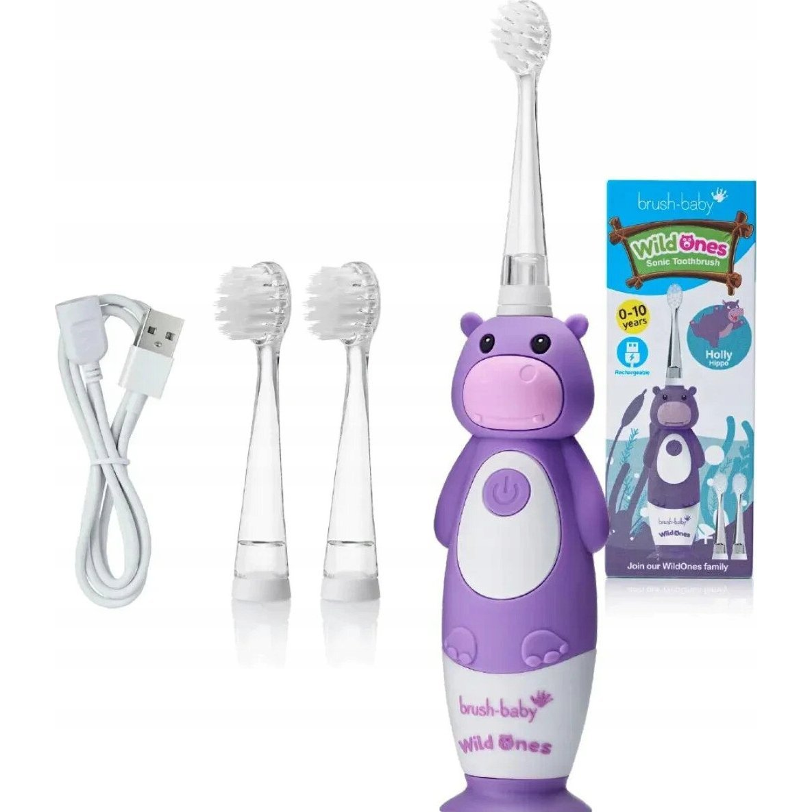 Szczoteczka Brush-baby WildOnes Hippo Fioletowa (5060178102703)