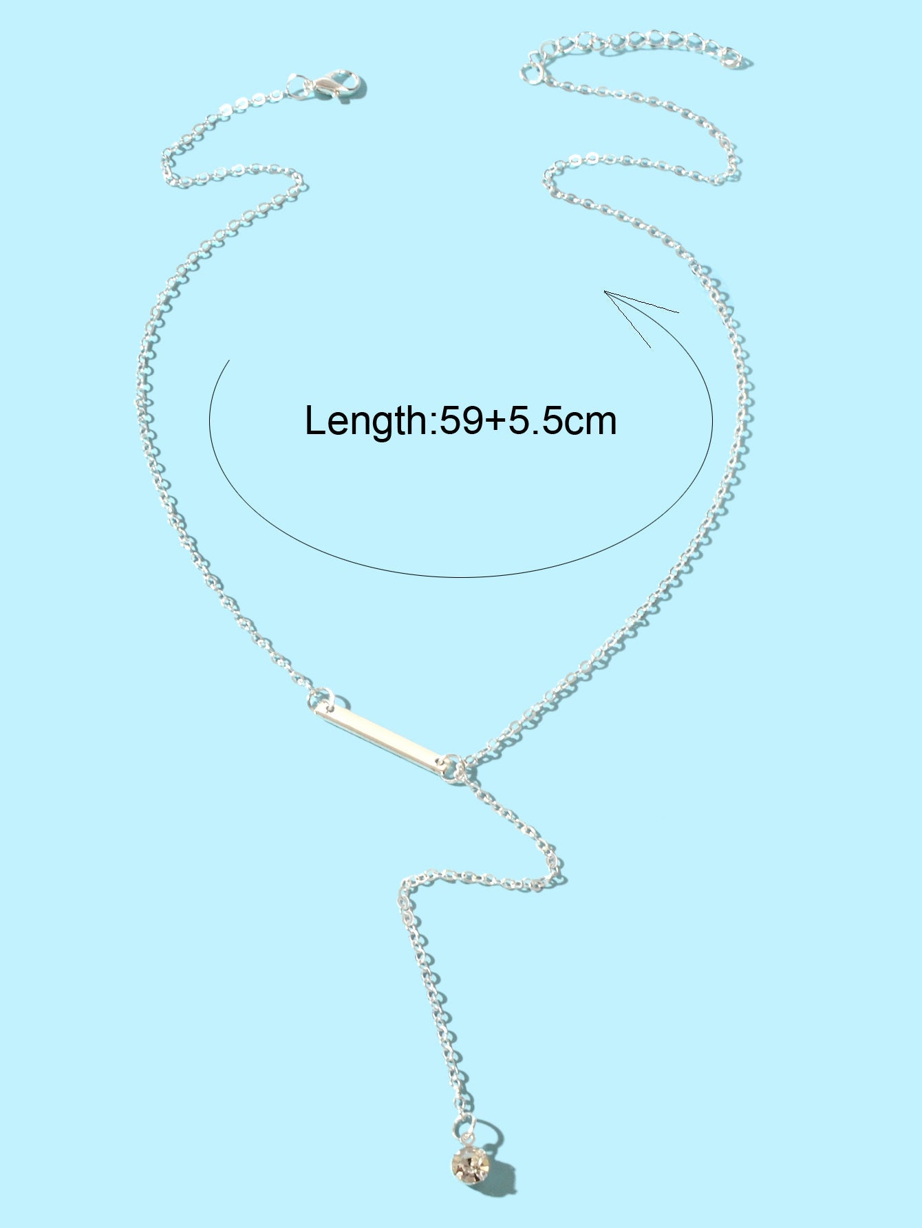 Feelontop Jewellery Silver Chain Rhinestone Fringe Y Necklace Women Accessories