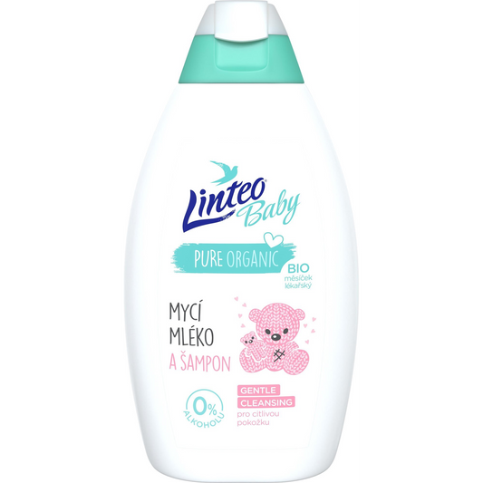 LINTEO BABY Baby tisztító tej és sampon 425 ml (8595686302255)