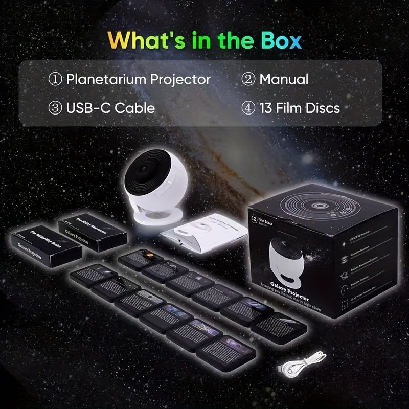 NNETM Galaxy Star Projector with 13 Discs USB