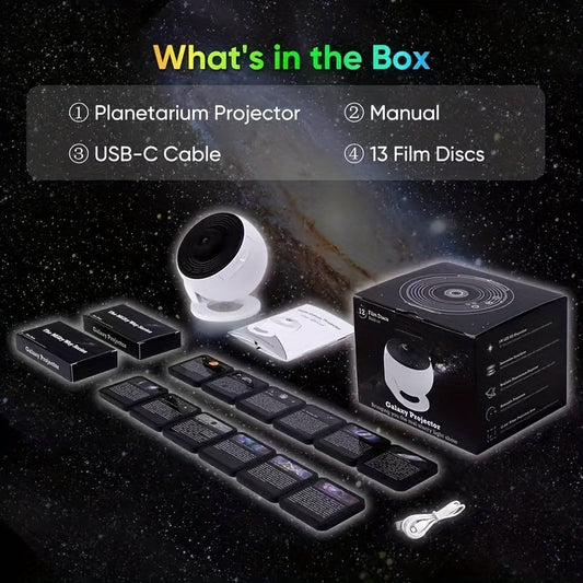 NNETM Galaxy Star Projector with 13 Discs USB