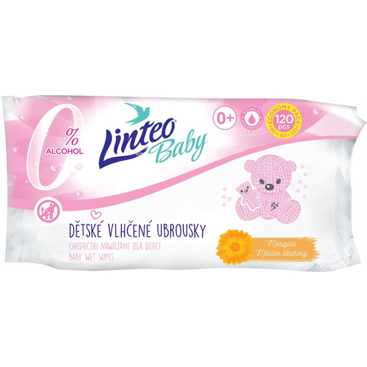 LINTEO BABY Nedves törlőkendő körömvirággal 120 db (8594158373458)