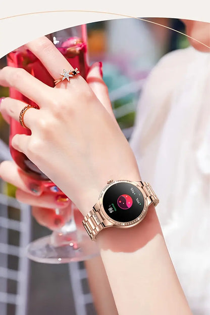 NNETM Golden Wireless Call Smart Watch for Women - Multi-Sports Modes & Voice Assistant