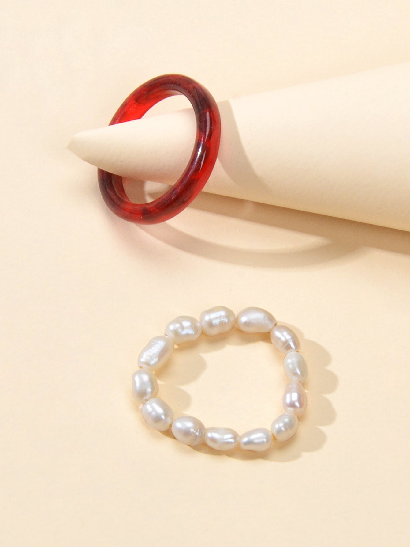 2pcs Pearl Elastic Ring New Women Accessories