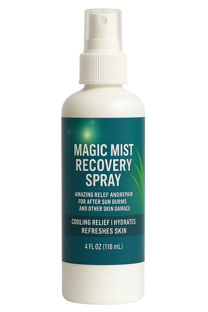 Magic Mist Recovery Spray — Instantly cools, soothes, and hydrates sun-stressed skin with pure aloe and botanicals.