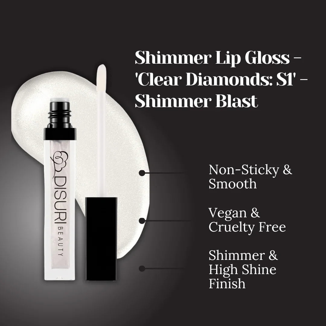 DISURI Beauty Shimmer Lip Gloss - Clear Diamonds