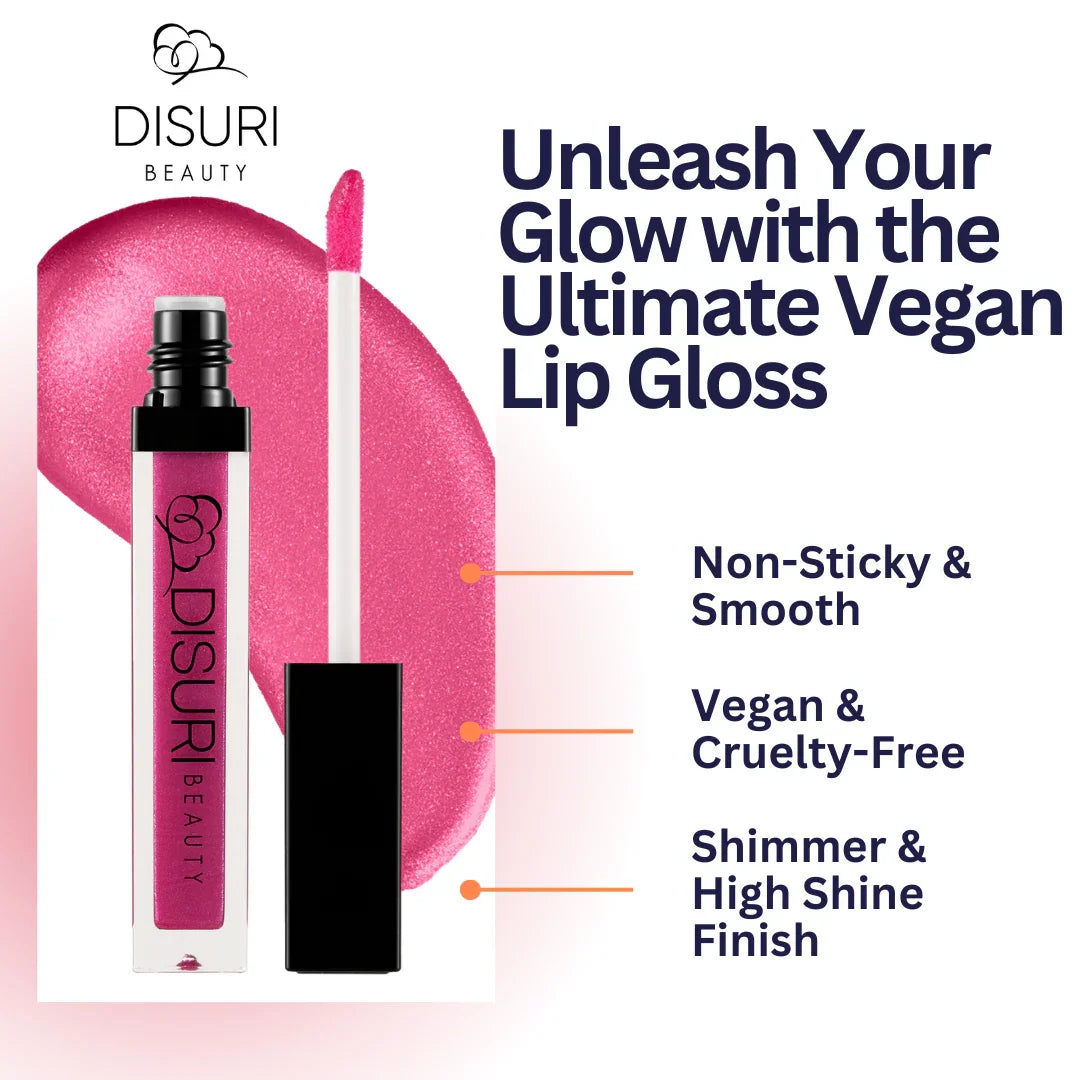 DISURI Beauty Shimmer Lip Gloss - Pink Candy
