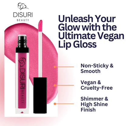DISURI Beauty Shimmer Lip Gloss - Pink Candy