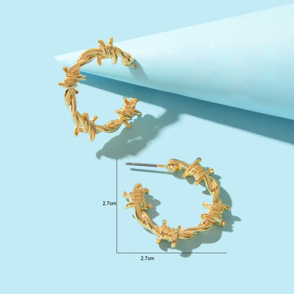 Gold Metal Geometric Small Hoop Earrings Women Accessories Ear Stud Jewellery