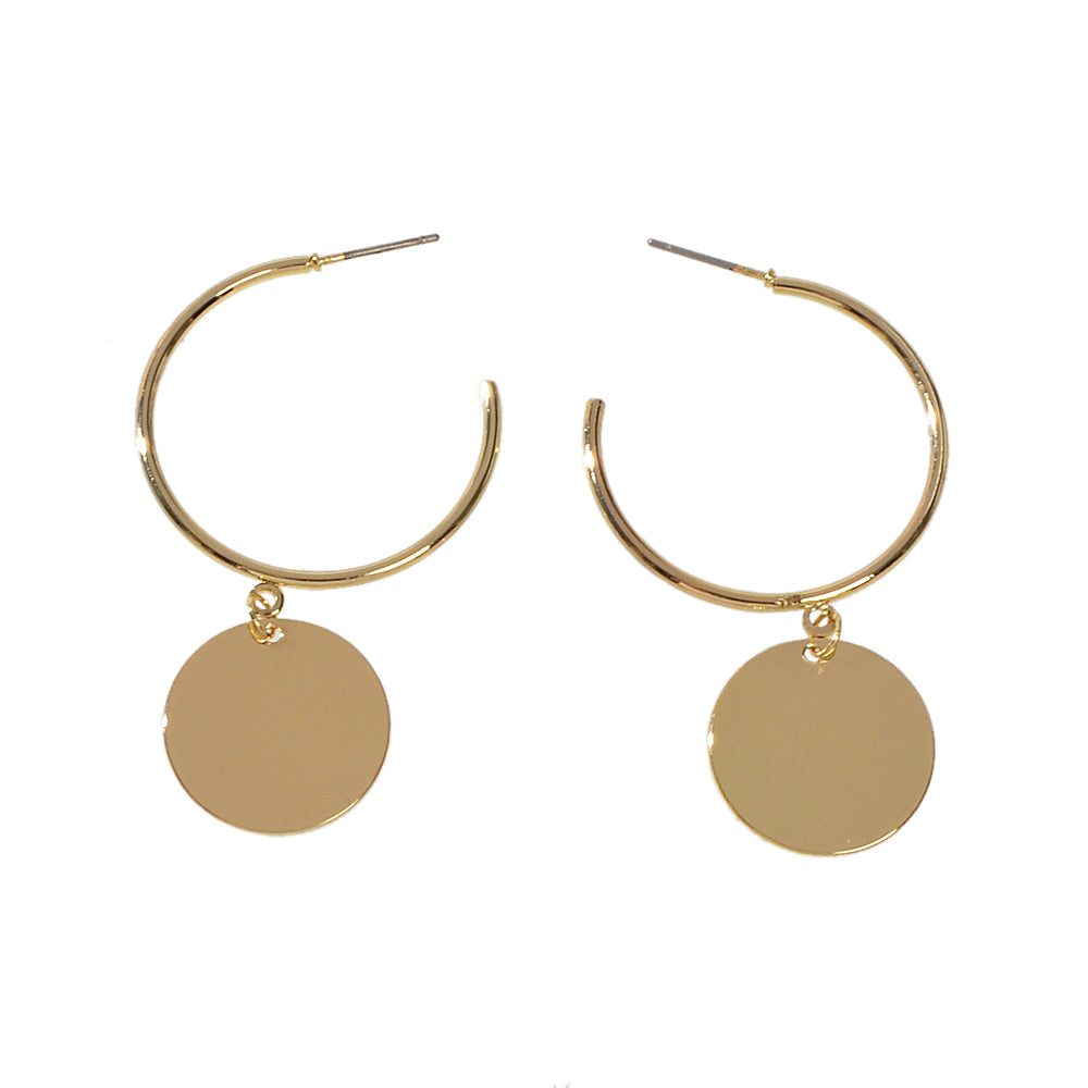 Punk Jewellery Gold Silver Round Disc Geometric Hoop Earrings Women Accessories
