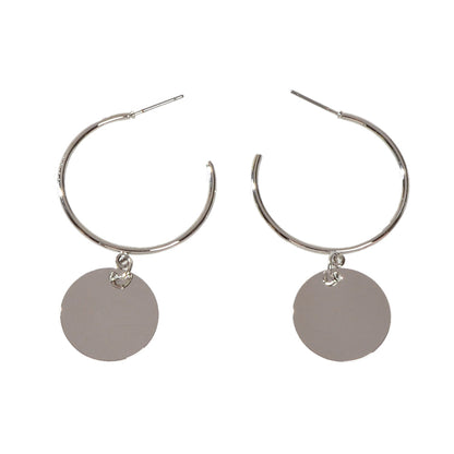 Punk Jewellery Gold Silver Round Disc Geometric Hoop Earrings Women Accessories