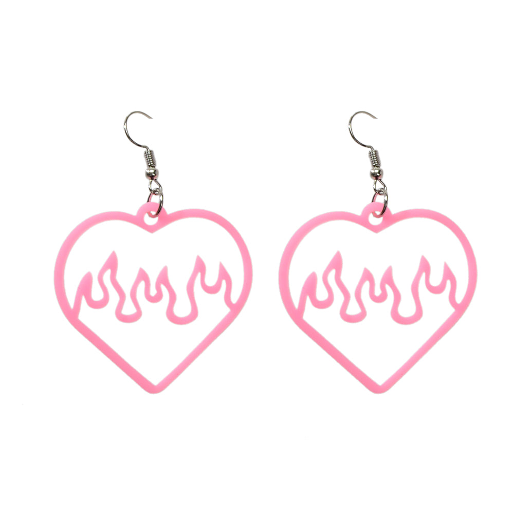 Feelontop Acrylic Hollow Love Heart Drop Earrings Party Women Gift Accessories