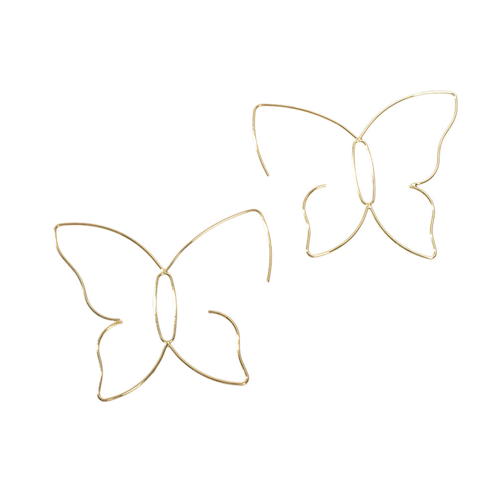 Gold Minimalist Butterfly Geometric Statement Drop Earrings Women Accessories