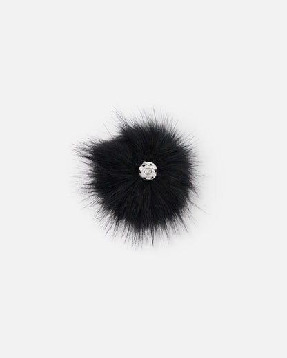 Black Fake Fur Pompom For Hat