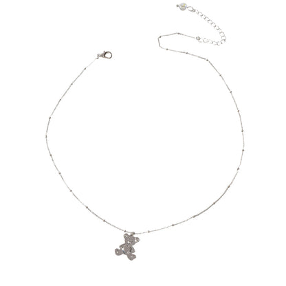Lovely Jewellery Silver Chain Cute Bear Pendant Necklace Women Vivid Accessories