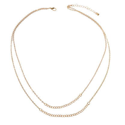 Double layer Gold Silver Chain Necklace Minimalist Women Teens Girls Accessories