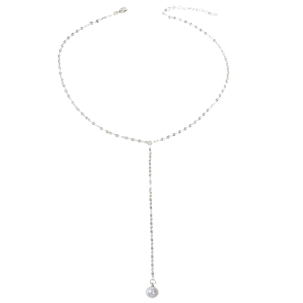 Pearl Silver Tone Long Chain Necklace Tassel Party Jewellery Women Accessories