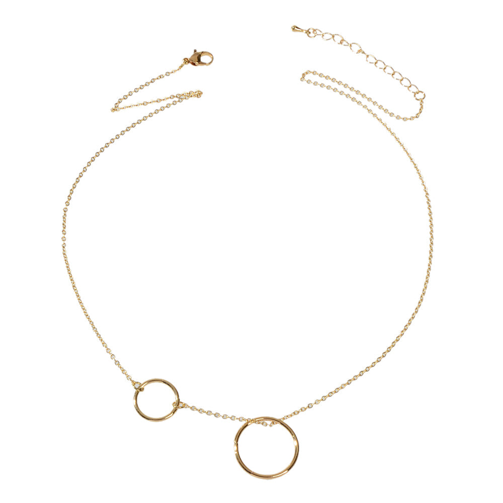 Minimalist Women Accessories Gold Silver Chain Circle Pendant Necklace for Party
