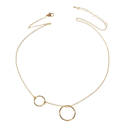 Minimalist Women Accessories Gold Silver Chain Circle Pendant Necklace for Party