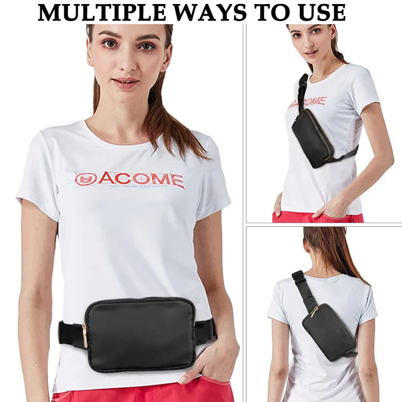 Women Waist Bag Waterproof Crossbody Chest Fanny Pack (Black)