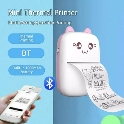 Portable Thermal Printer MINI - Wireless BT 203dpi Photo Label Memo Printing (Pink)