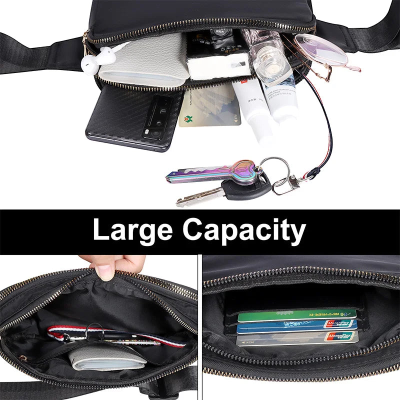 Women Waist Bag Waterproof Crossbody Chest Fanny Pack (Black)