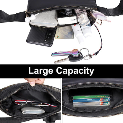 Women Waist Bag Waterproof Crossbody Chest Fanny Pack (Black)