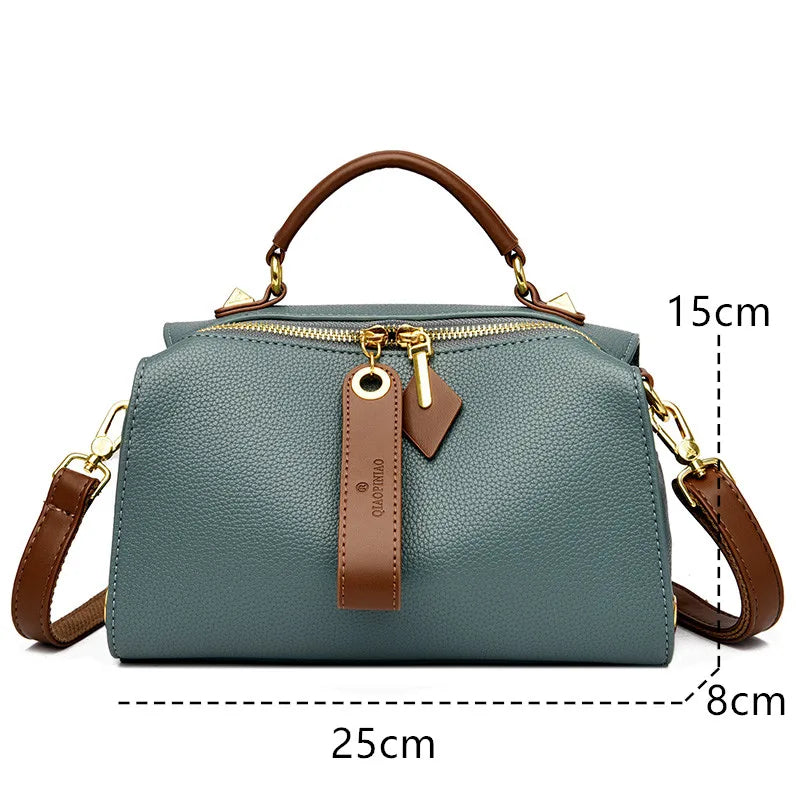 NNEOBA Crossbody Tote Bag Solid PU Leather Shoulder Women (Green)