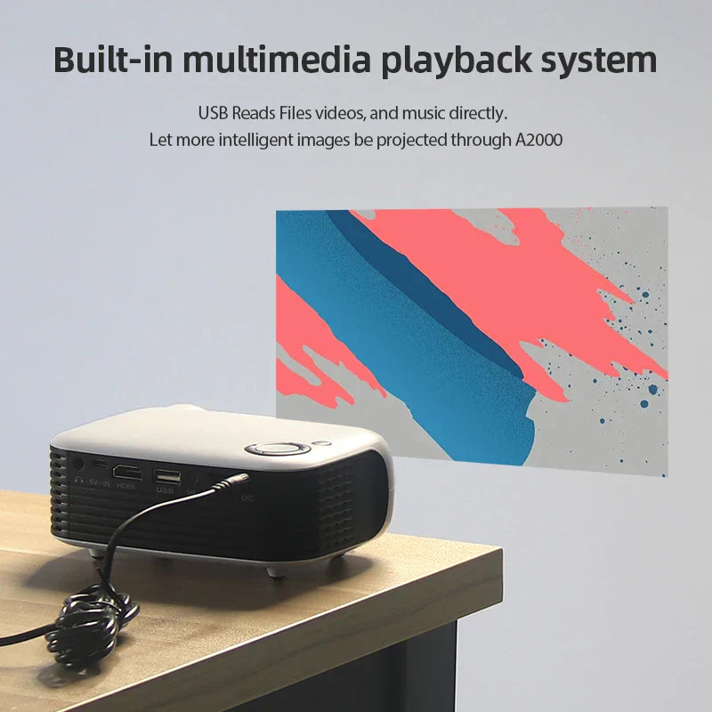 NNEOBA Mini Portable LED Projector White