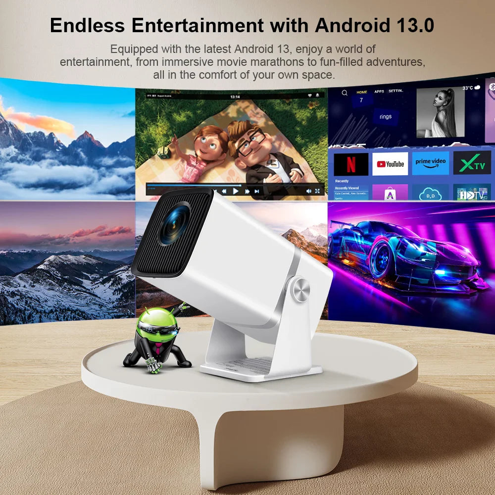 NNEOBA 4K HD Android 13 Smart Projector White