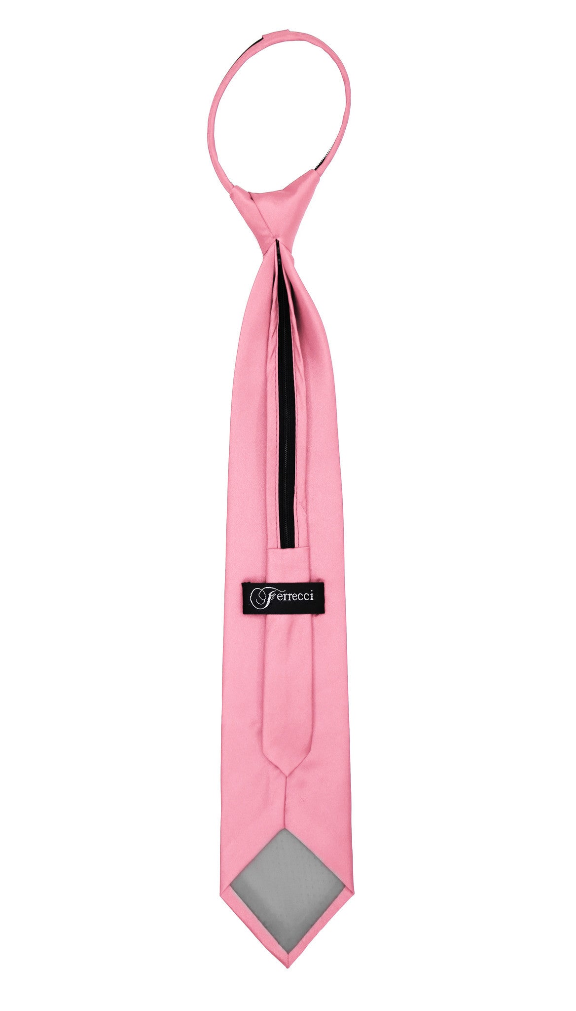 Satine Pink Zipper Tie with Hankie Set