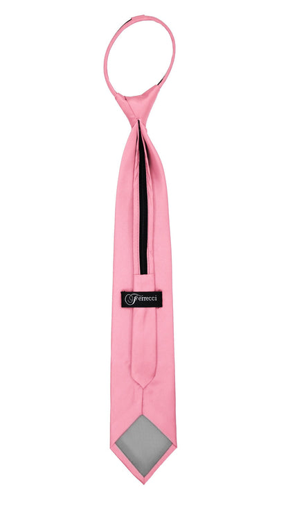 Satine Pink Zipper Tie with Hankie Set