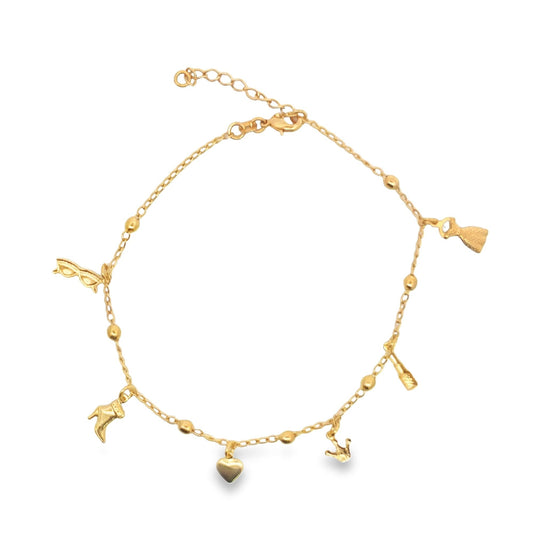 Woman Accessories, Lipstick, Dress, High Heels Charm Anklet (E3)