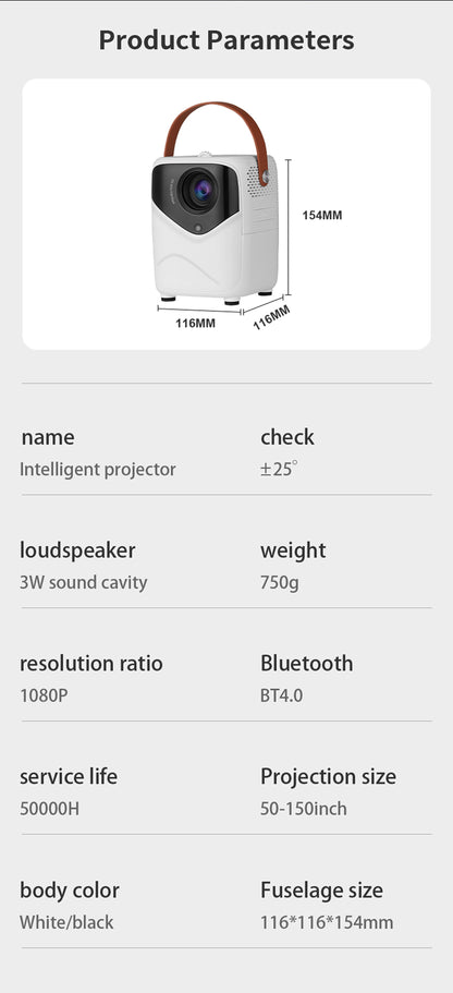 NNEDSZ Mini Portable HD Projector with Giant Screen Display and Gamut Compensation - Home Cinema