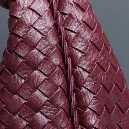 NNEDSZ Dark Brown Elegant Woven PU Leather Hobo Bag - Stylish Large-Capacity Shoulder Handbag for Women