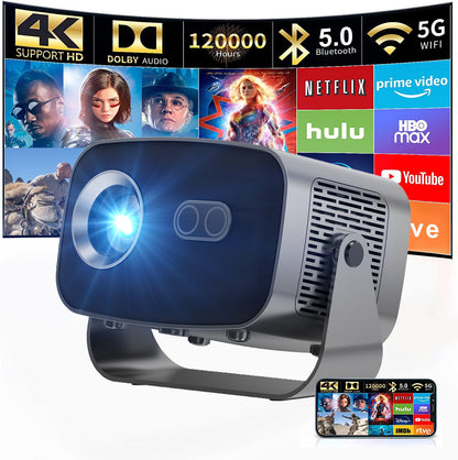 NNEDSZ V100 Auto-Focus 4K Mini Projector (950S)with Android WiFi for Home Theater 197*91*101MM(2+8G)