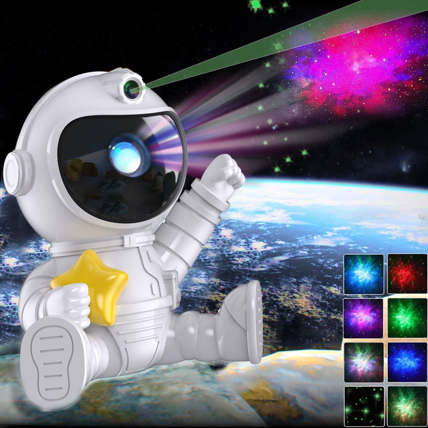 NNEDSZ Astronaut Galaxy Projector Night Light with Remote Control(Pentagram)