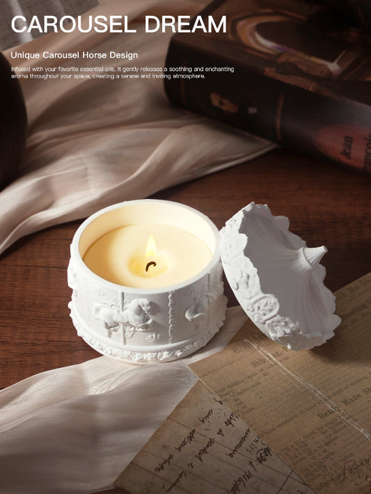 NNEDSZ (English Pear Freesia)Rotating Carousel Soy Candle - Unique Home Decor & Gift