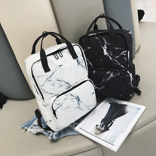 Backpack Large Capacity Marble Female Unisex Women Canvas Backpacks for Teenager Girls Bags Rucksack School Bag Mochila