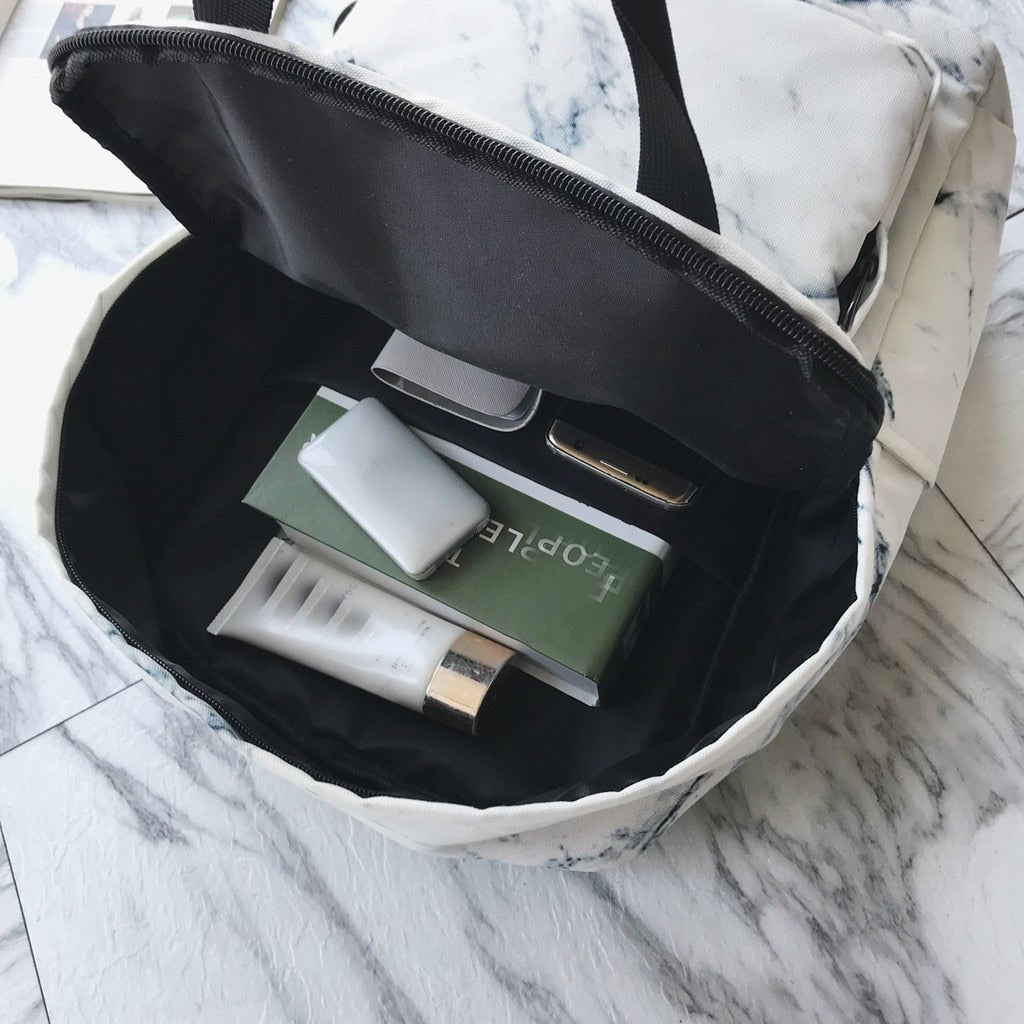 Backpack Large Capacity Marble Female Unisex Women Canvas Backpacks for Teenager Girls Bags Rucksack School Bag Mochila