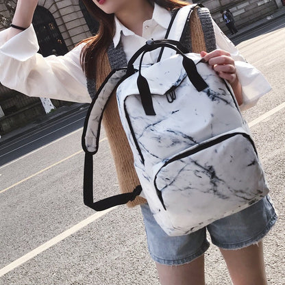 Backpack Large Capacity Marble Female Unisex Women Canvas Backpacks for Teenager Girls Bags Rucksack School Bag Mochila