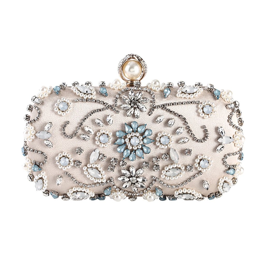 Beige Black Evening Clutch Bag Women Bags Wedding Shiny Handbags Bridal Metal Clutches Bag Chain Shoulder Bag